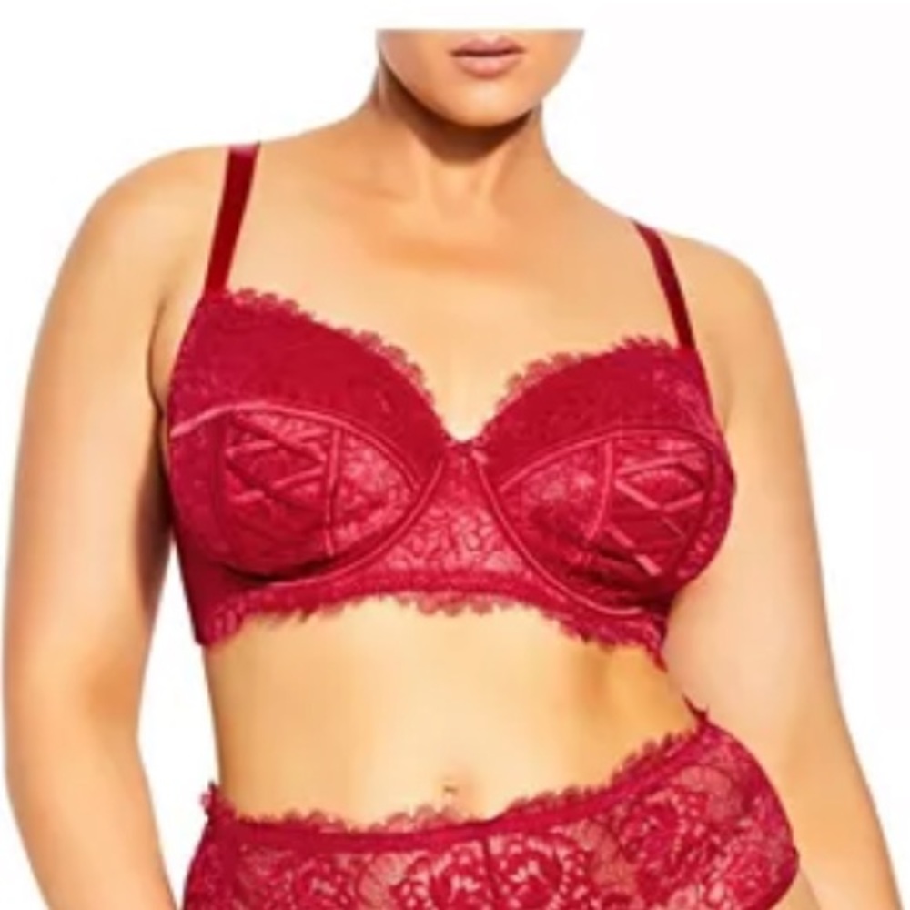 NWT Fox & Royal Irina Demi UW Bra Red Lace 46DDD
